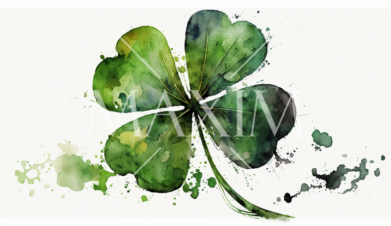 四つ葉のクローバの水彩画