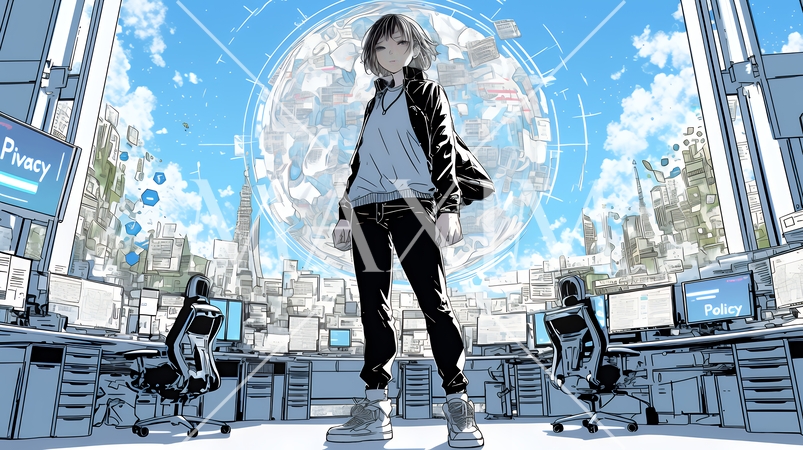 プライバシー・ポリシーやセキュリティー・ポリシーを表す堅牢な門と門番のイメージ