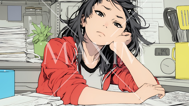 家計簿が赤字：心配事を抱えて憂鬱な気分の若い女性