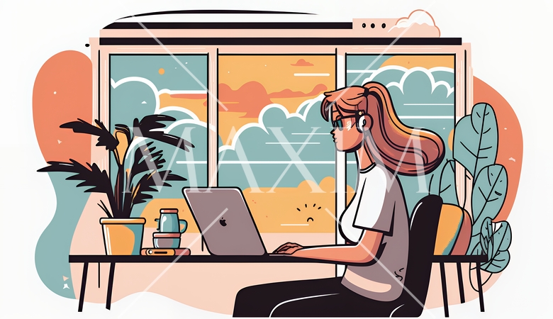 テレワーク／リモートワーク（場所に縛られない働き方）（POPな表現）