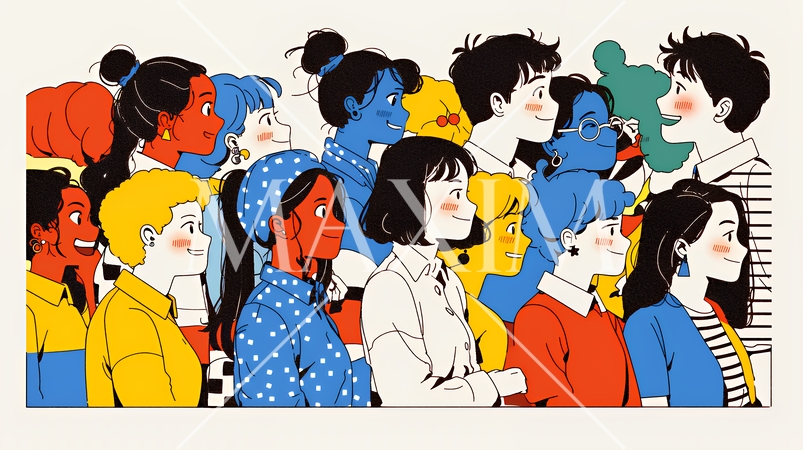 ダイバーシティ＆インクルージョンのビジネスコンセプト｜多様性と平等を表す企業PRイラスト