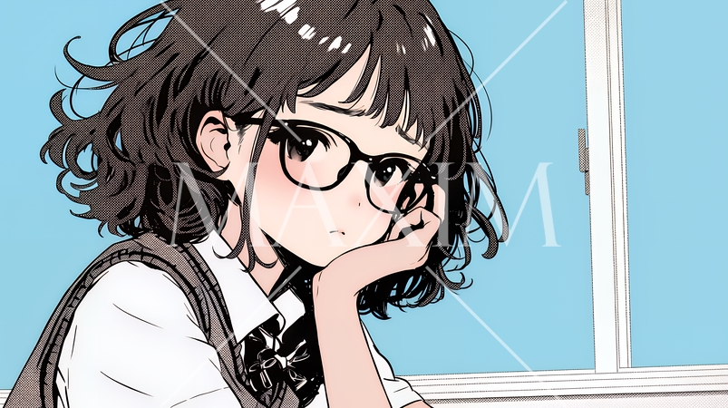 「つまんないの」と不貞腐れている制服を着た女子高生