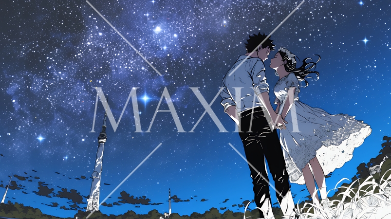 天の川を眺めている恋人たち