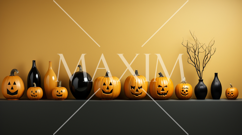 ハロウィンの基本的要素を捉えたミニマルアート（minimalism）な表現：精緻CG