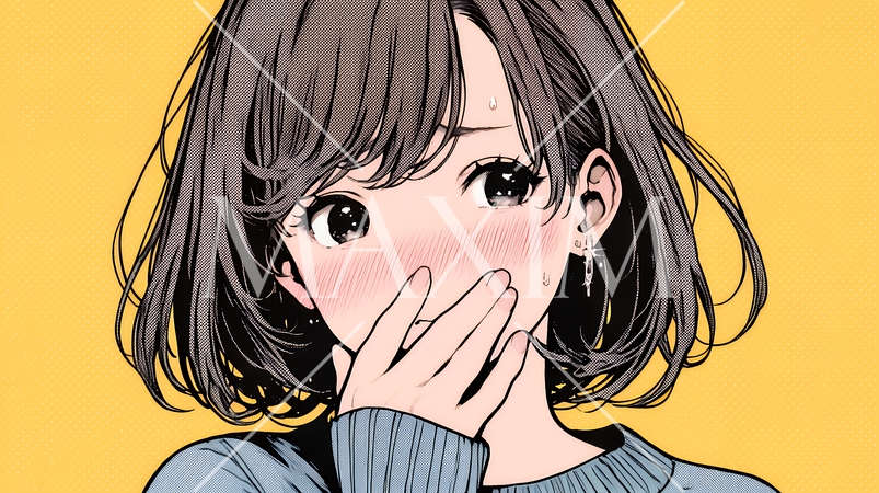 失言をして恥ずかしくて思わず口を手で覆っている若い女性