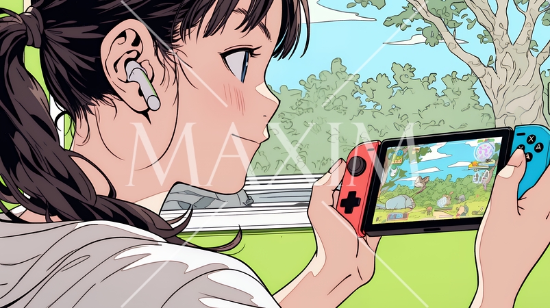 ビデオゲームで遊んでいる若い女性