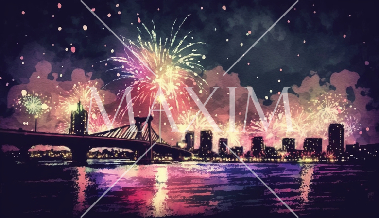 大都会のウォータフロントの花火大会