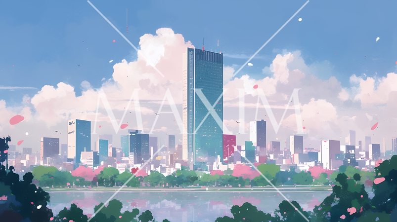 大都市のビル街（ポップでキュートな表現）