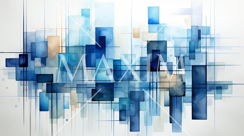 青基調のシンプルで賑やか幾何学的な水彩画背景