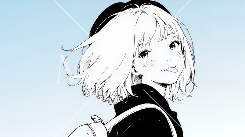 舌を出して陽気におどけている若い女性（シンプルな色使い）