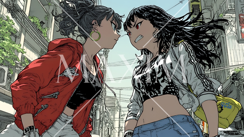 若い女性のストリートファイター