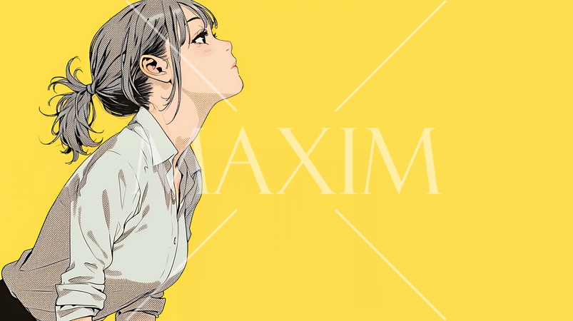 ミスやトラブルを反省して謝る若い女性｜申し訳なさそうな表情のビジネスイメージイラスト