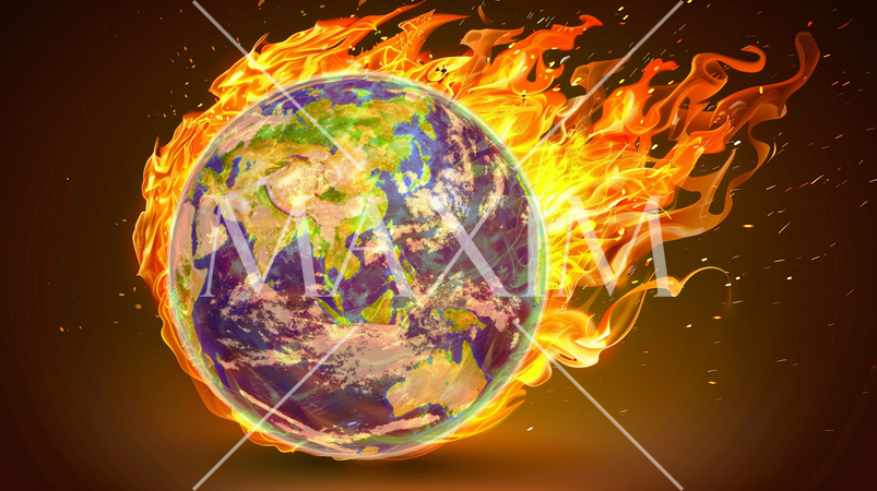 地球温暖化：地球が燃えている姿で表現