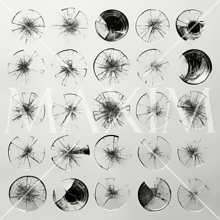 弾痕：ガラスに命中した銃弾の跡