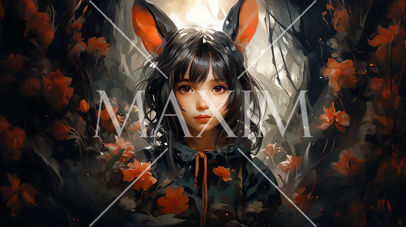 バニーガール：森の中から現れたようなリアルなウサギ耳をつけたハロウィン仮装の女の子