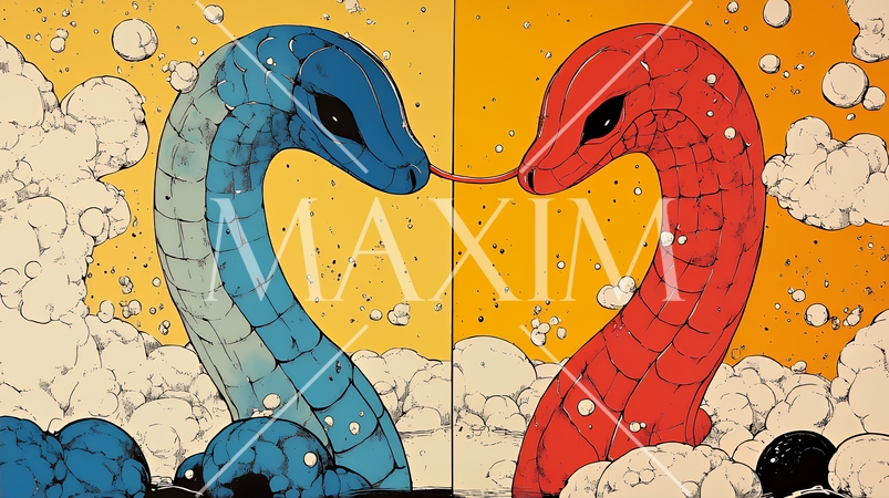 年賀状用のポップなヘビのイラスト