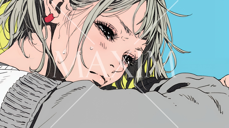 ため息をつく若い女性