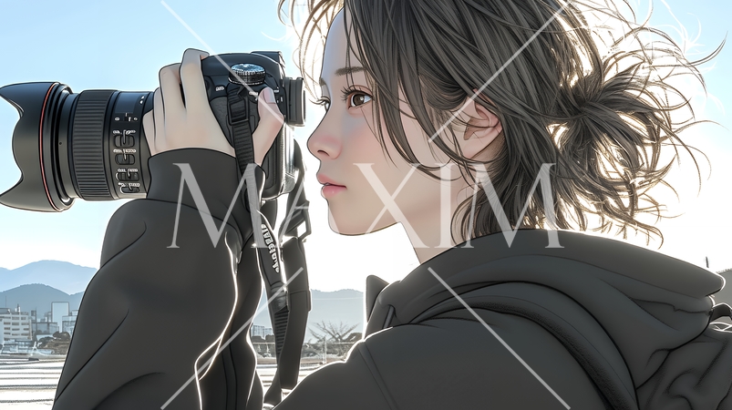 一人で撮影旅行に来ている若い女性