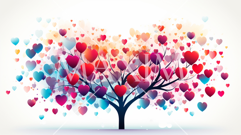 ハートがいっぱいの愛が実る木