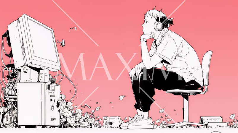 ものすごく要領の悪いユーザーインターフェースに戸惑っているユーザー（シンプルな色使い）