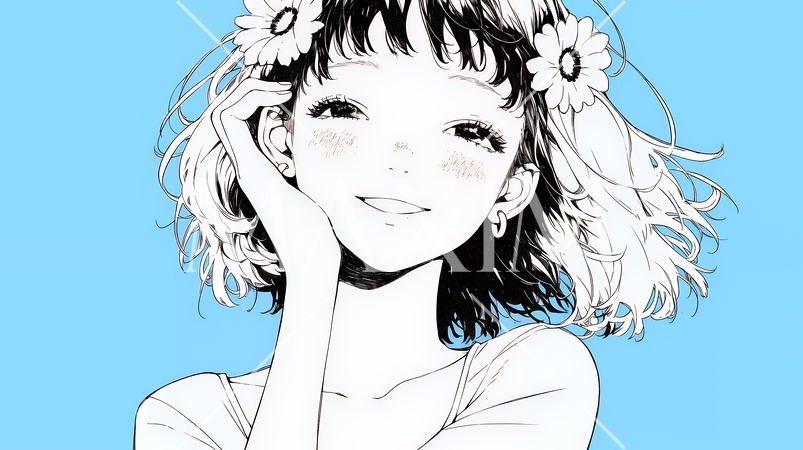 満面の笑みでYesと言っている若い女性（シンプルな色使い）