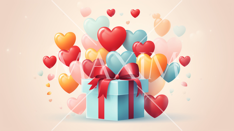 ハートがいっぱいのギフトボックス
