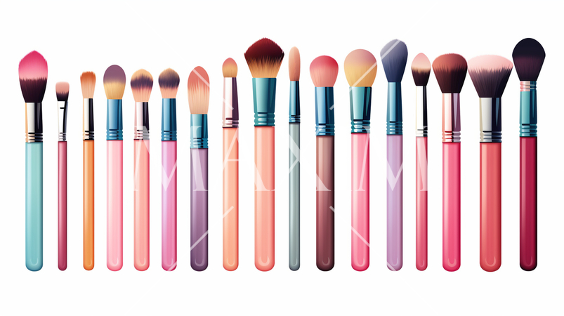 色々なフェースメーキャップブラシのイラスト：プリファレンスシート