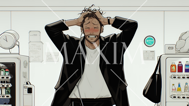 ものすごく要領の悪いユーザーインターフェースに戸惑っているユーザー（シンプルな色使い）