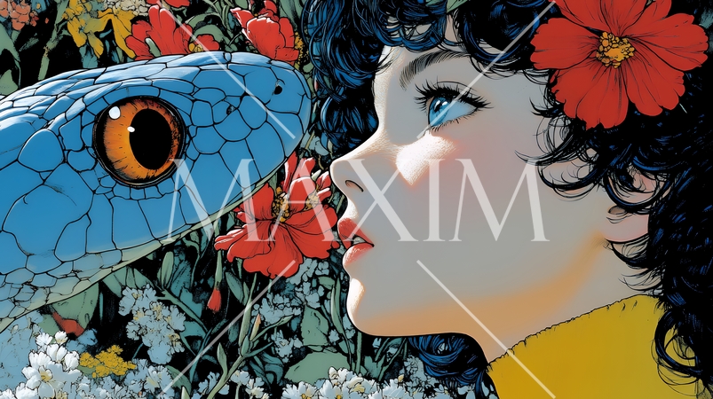 年賀状用のポップなヘビのイラスト