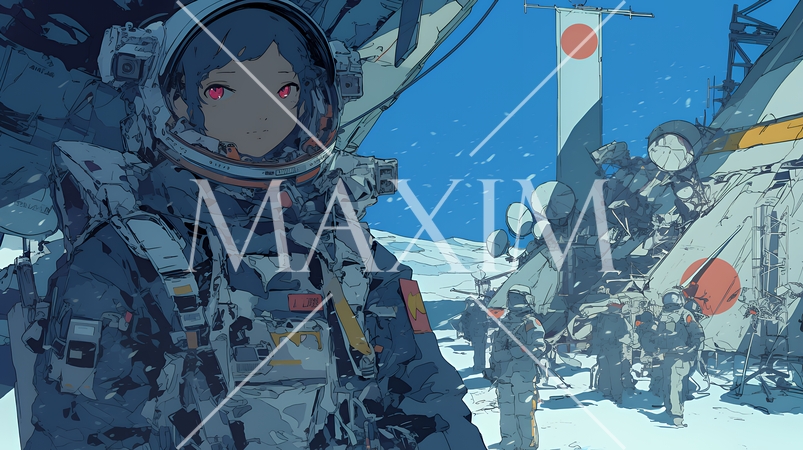 月面（宇宙）基地で作業をしている人たち