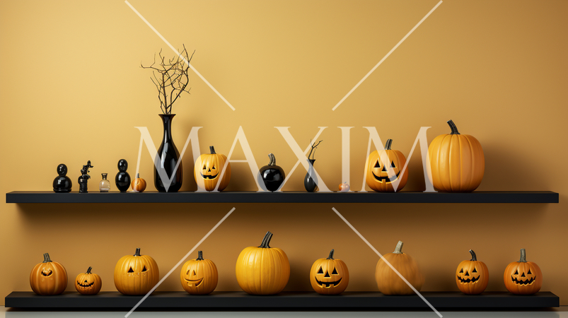 ハロウィンの基本的要素を捉えたミニマルアート（minimalism）な表現：精緻CG