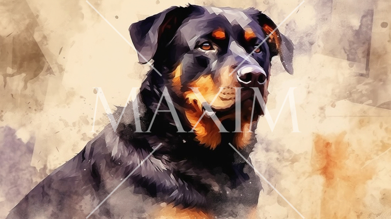 ロットワイラー犬の水彩画