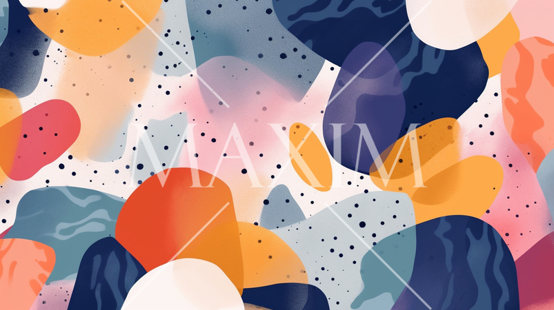 ブラシストローク背景： 太めのブラシやストロークによる不規則な形状や筆跡がユニークでモダンな雰囲気