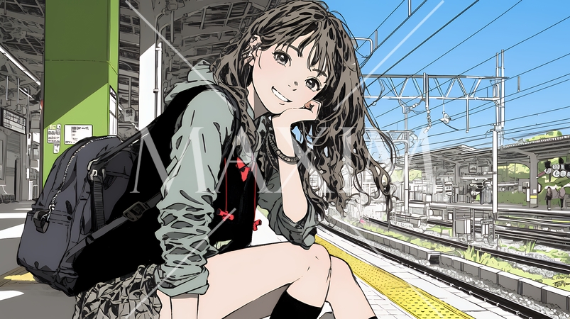 電車で通学している女子高生