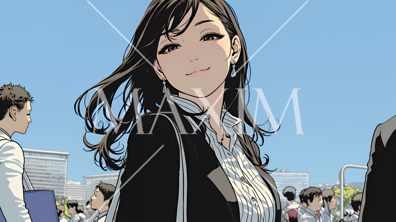 ビジネスフェアに参加しているビジネスウーマン