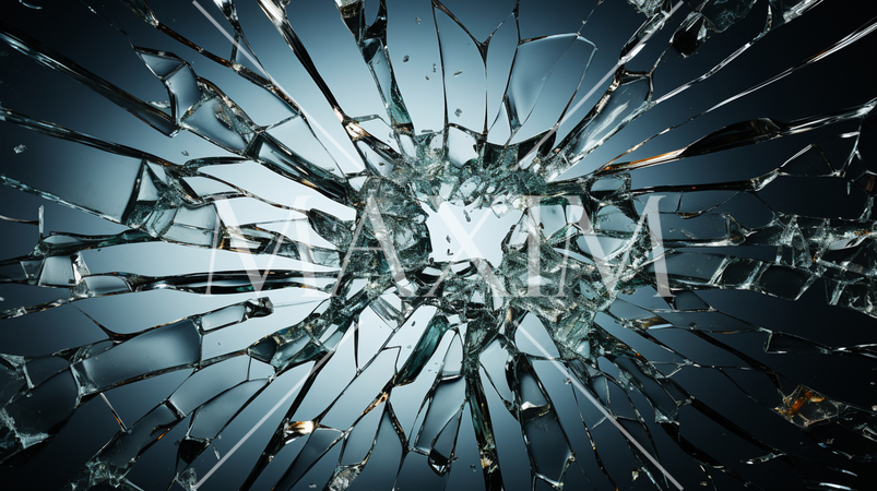 ガラスにできた弾痕：精緻CG