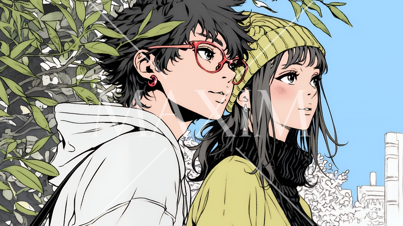 希望に満ちたライフスタイルを過ごす若いカップル：未来を見つめている