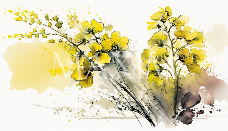 菜の花（油菜）の水彩画