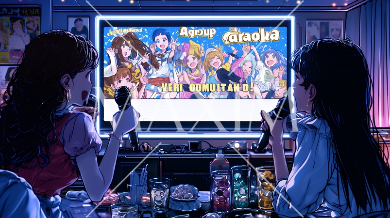 カラオケに興じている若者たち