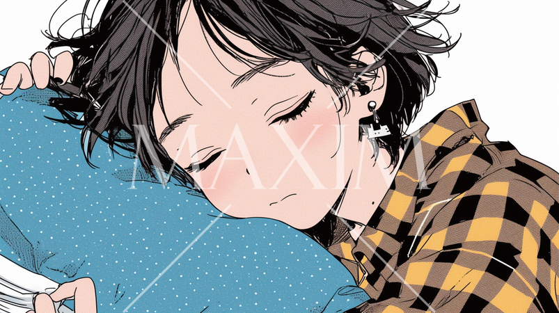 暑い夏の午後、寝落ちした若い女性