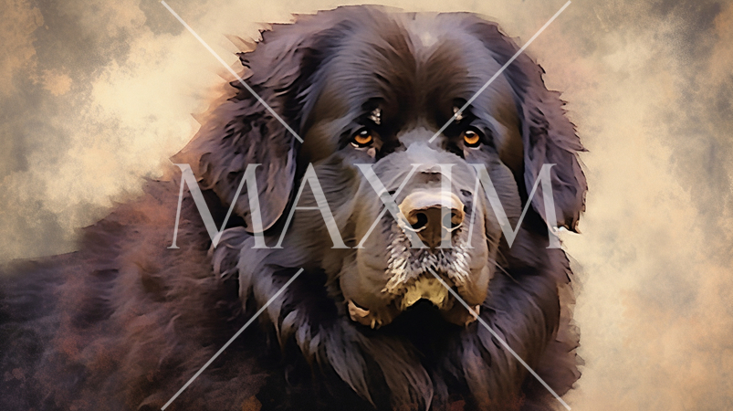 ニューファンドランド犬の水彩画