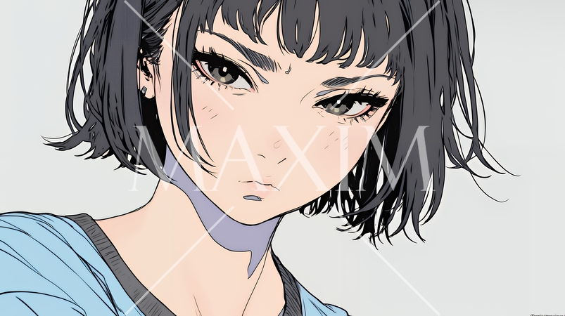 嫉妬の表情を浮かべる若い女性