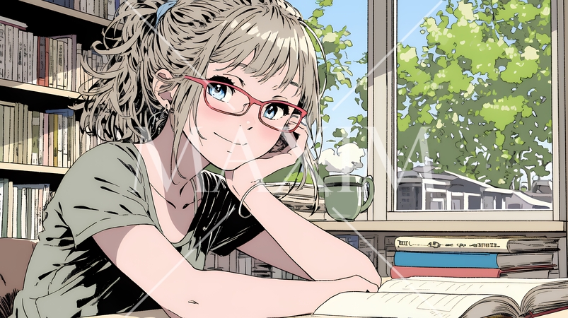 メガネっ娘：いつも勉強や読書やデスクワークをしている