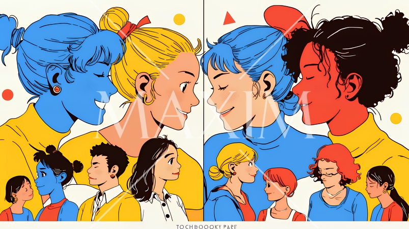 ダイバーシティ＆インクルージョンのビジネスコンセプト｜多様性と平等を表す企業PRイラスト