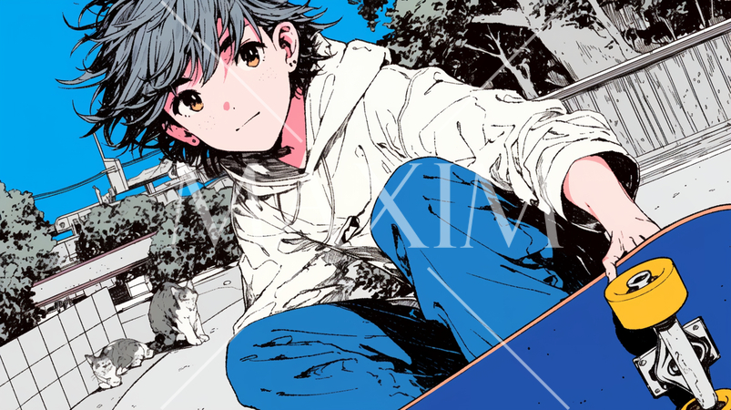 スケートボードを楽しむ若者