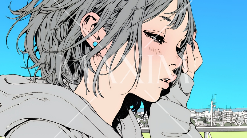 ため息をつく若い女性