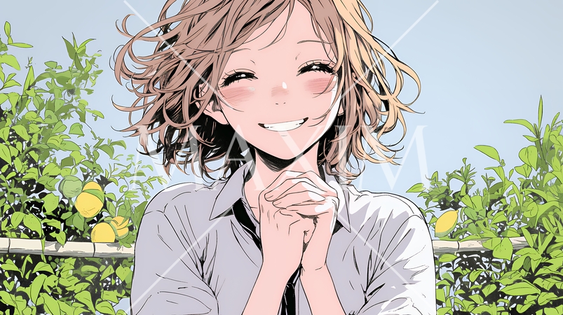 にっこり笑って手を合わせて「お願い」と甘える若い女性