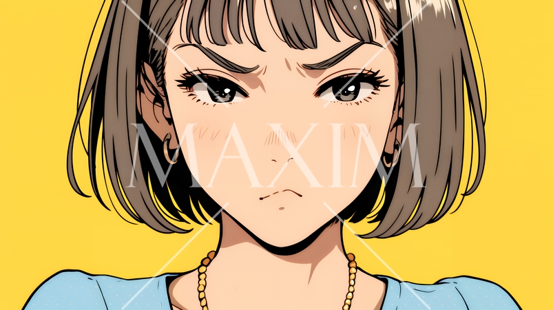 嫌悪の表情を浮かべている若い女性