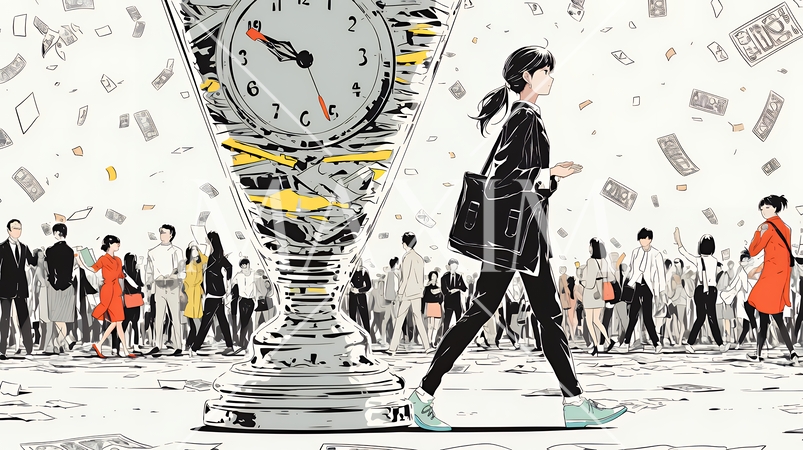 ワーク・ライフ・バランス：ビジネスパーソンが仕事と家庭のバランスをとっている