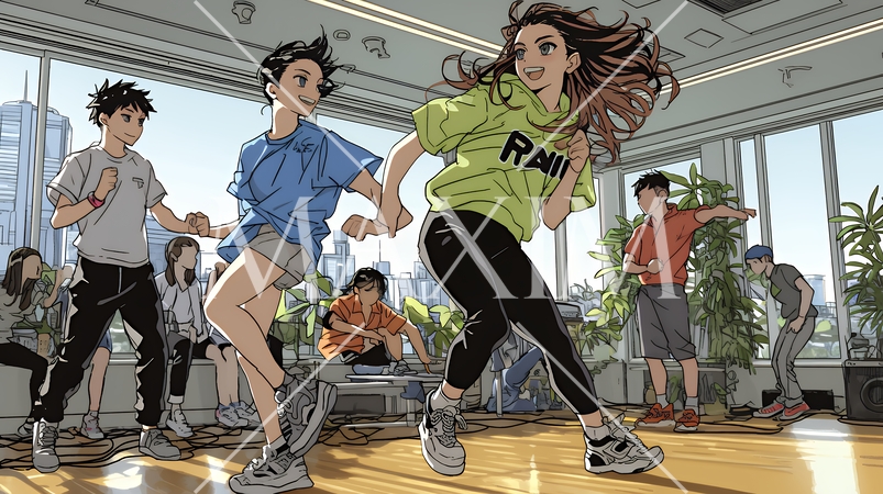 ダンスの練習をしている若者たち